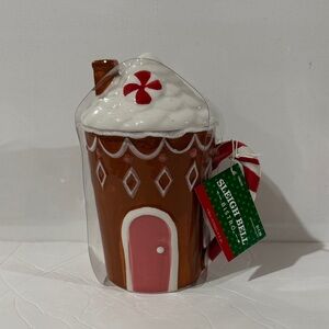 NEW Gingerbread House Mug with Red Candy Cane Handle